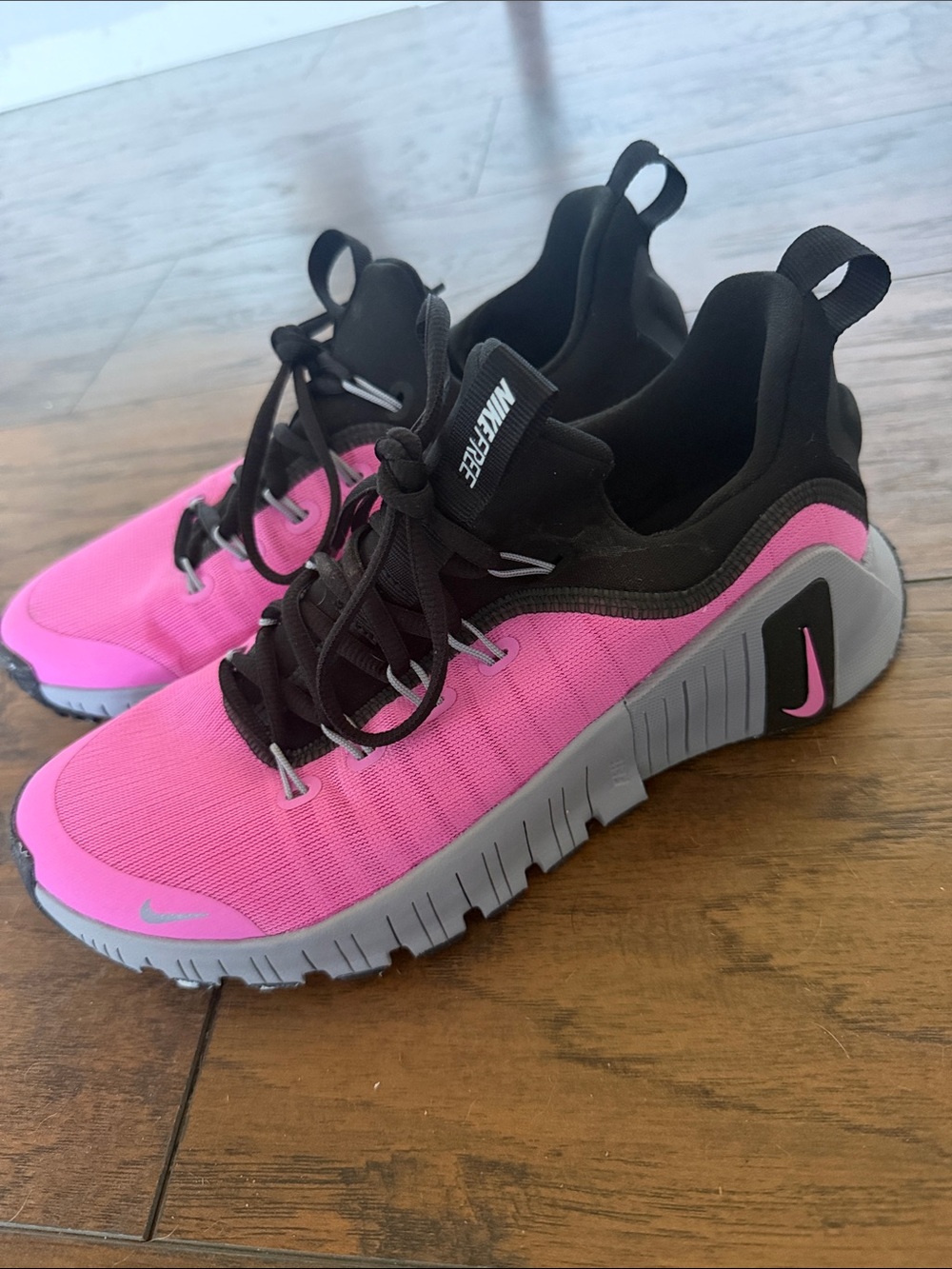 Nike Women’s Custom Metcons Pink and Black Athletic Shoes with Gray Outsole